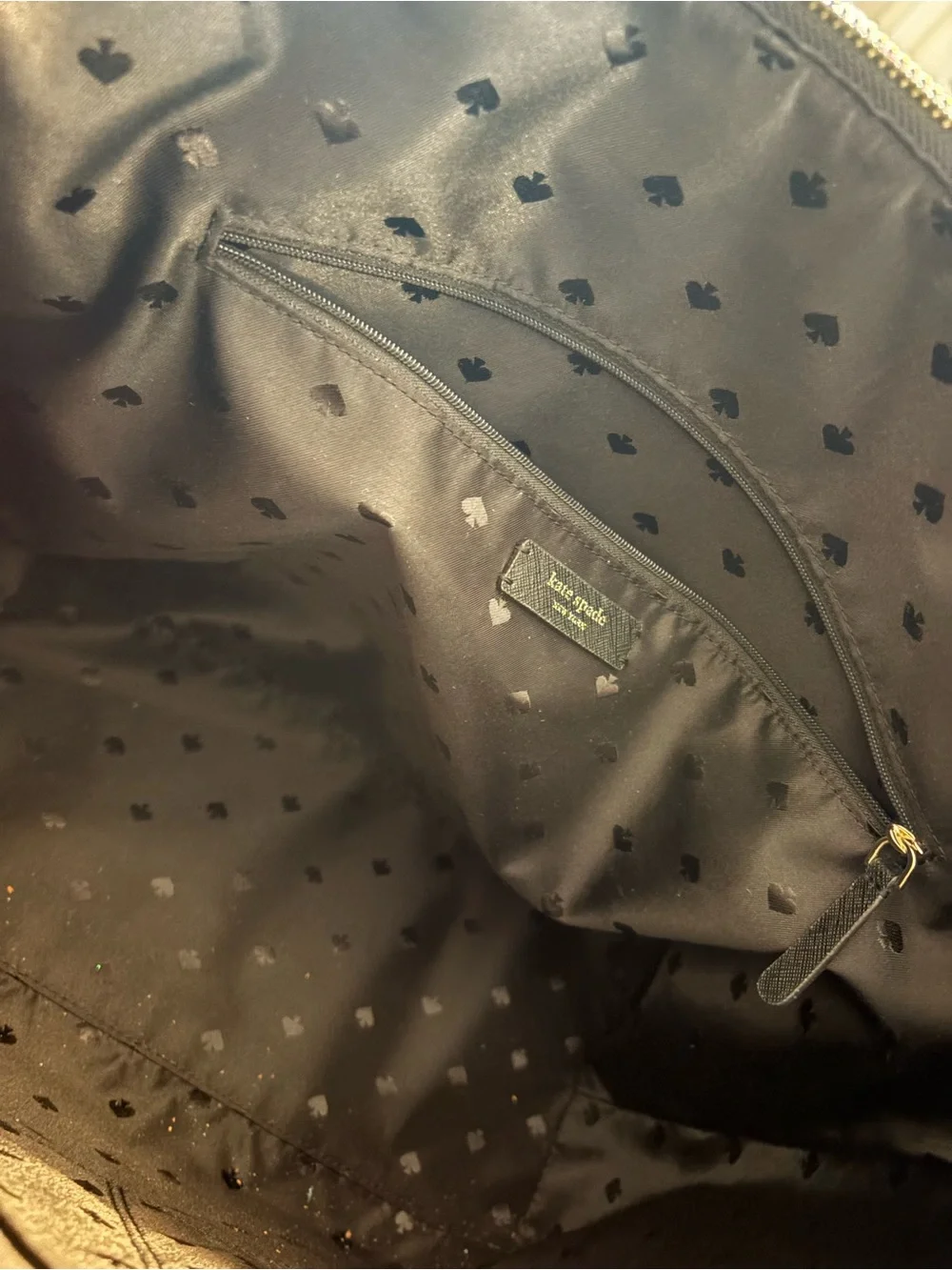 Bag-Kate Spade Black Glitter Tote - pack back Sparkle